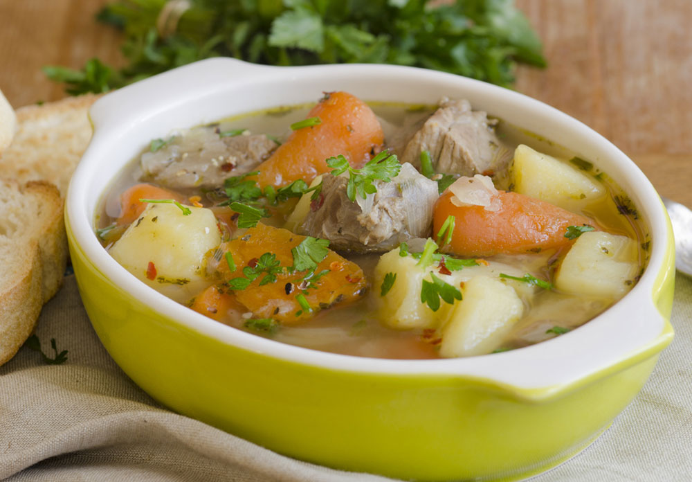 A tasty slow-cooked Irish stew with tender lamb meat