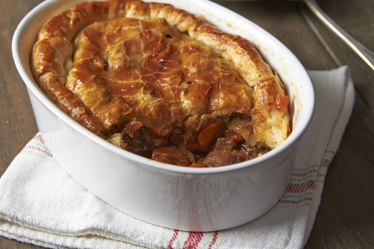 Beef and Carrot Pie with Guinness Pastry