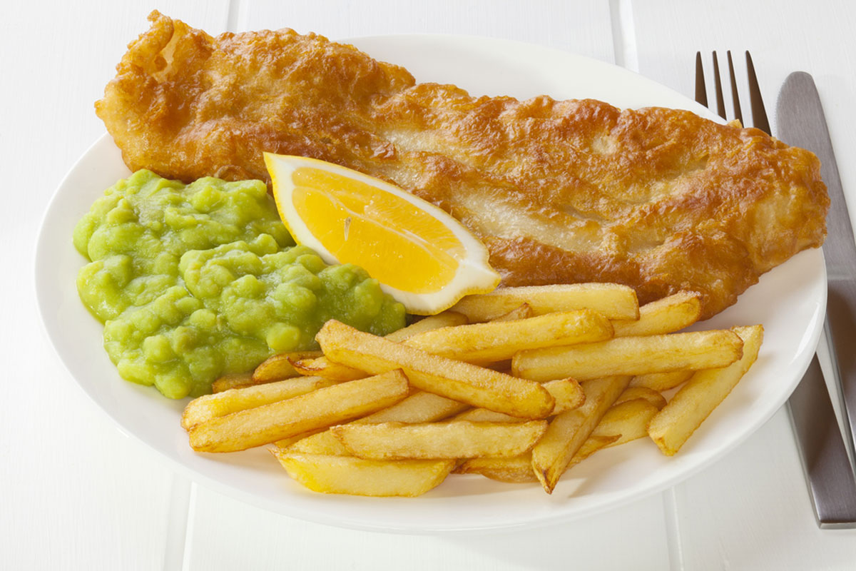 Mushy Peas with fish and chips