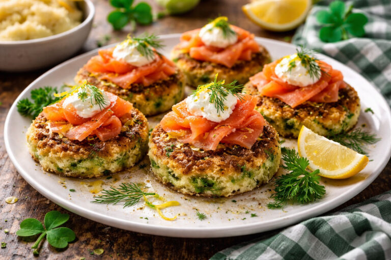 Read more about the article ST. PATRICK’S DAY COLCANNON CAKES WITH SMOKED SALMON & LEMON CREAM