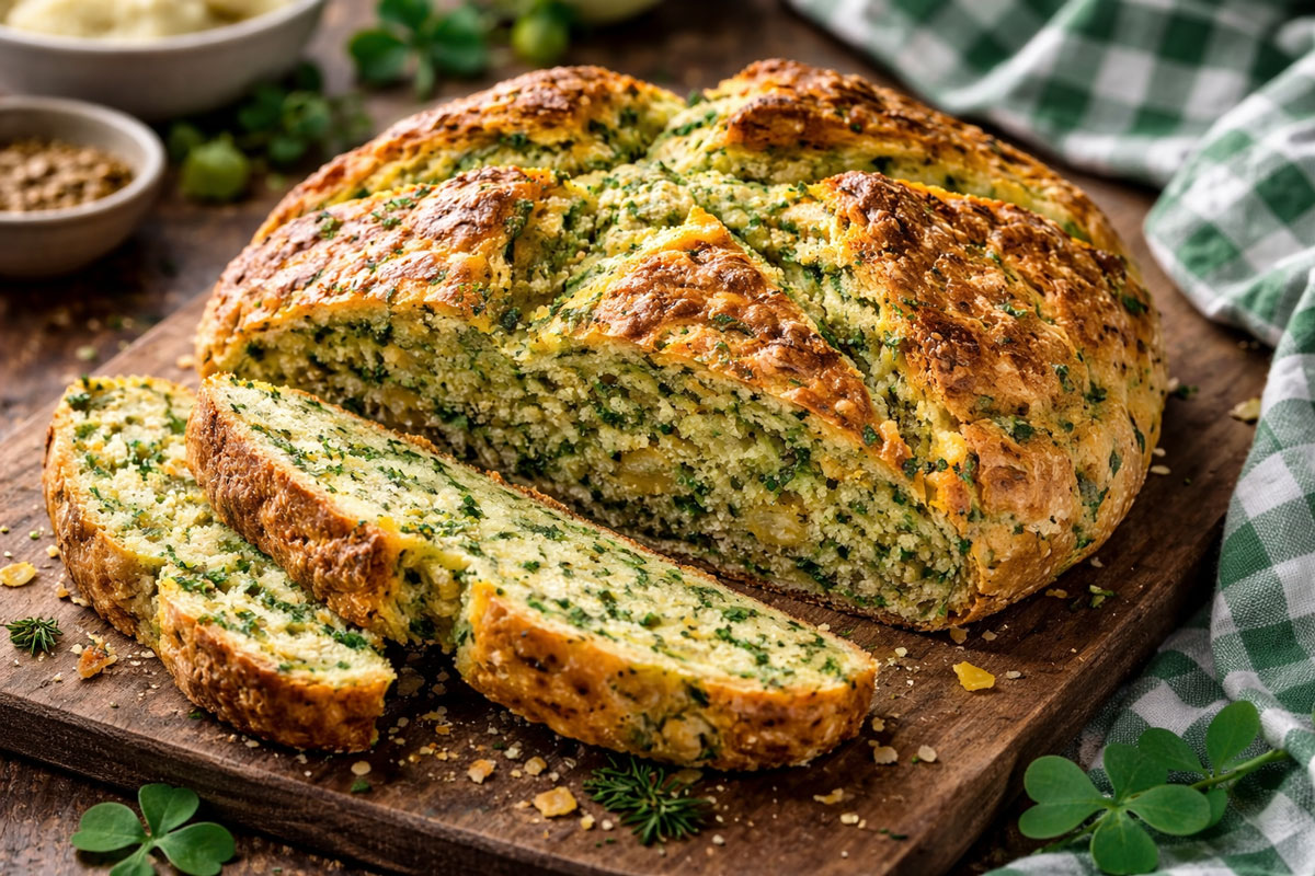 You are currently viewing ST. PATRICK’S DAY SPINACH & IRISH CHEDDAR SODA BREAD
